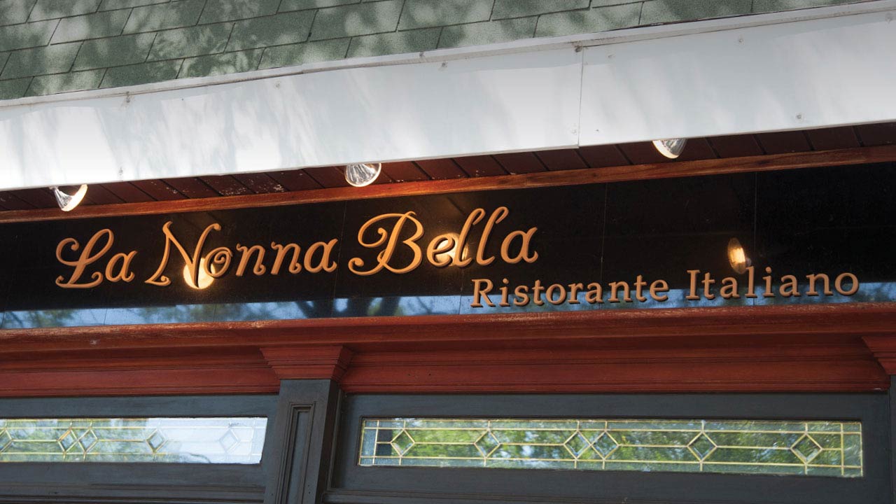 La Nonna Bella Italian Restaurant sign in Garden City, NY